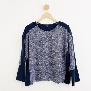 J Crew Navy Blue Color-block Drop Shoulder Sweater